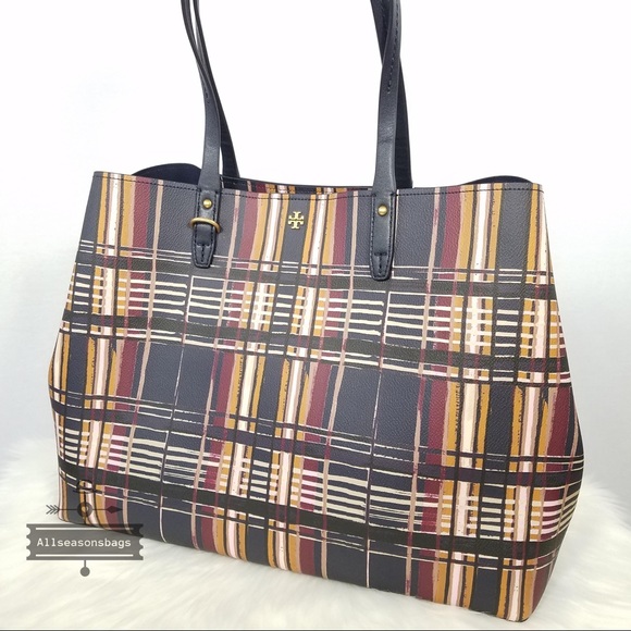 Tory Burch Kerrington Square Tote Philly Plaid Bag - Picture 4 of 8